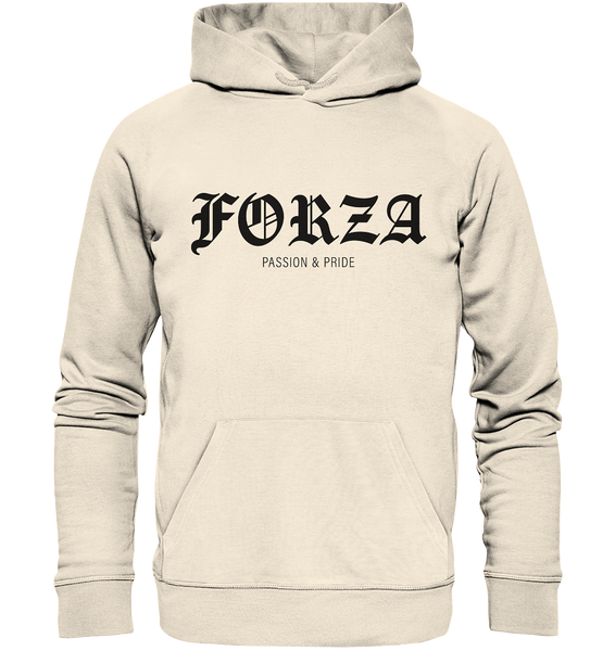 N.O.S.W. BLOCK RIOT//GROUNDS Hoodie "FORZA PASSION & PRIDE" Männer Organic Kapuzenpullover natural raw