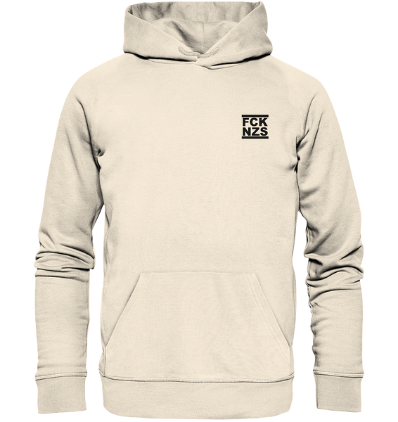 N.O.S.W. BLOCK Gegen Rechts Hoodie "FCK NZS" beidseitig bedruckter Männer Organic Basic Hoodie natural