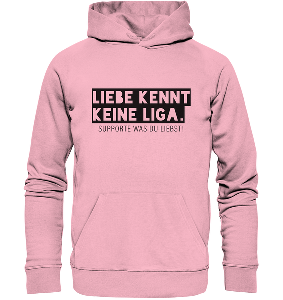 N.O.S.W.BLOCK Fanblock Hoodie "LIEBE KENNT KEINE LIGA." Männer Organic Kapuzenpullover cotton pink