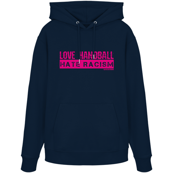 "LOVE HANDBALL HATE RACISM" magenta - Organic Hoodie