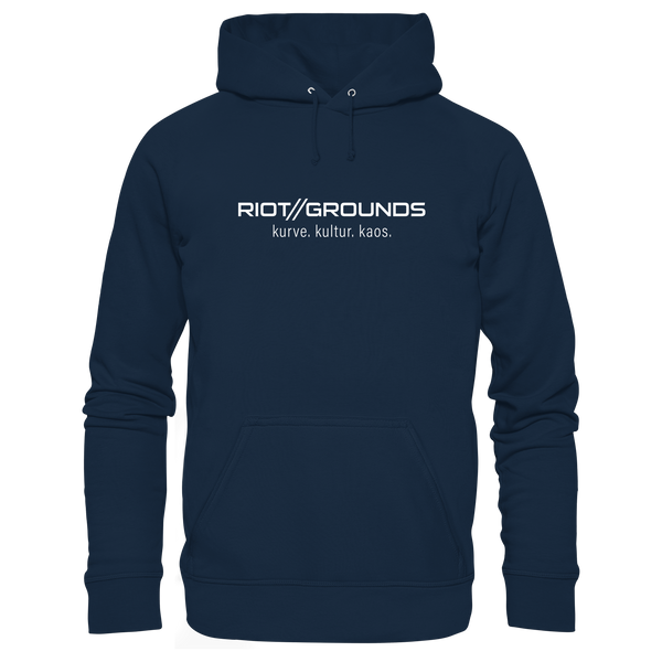 Fanblock Hoodie "RIOT//GROUNDS kurve. kulture. kaos." Organic Kapuzenpullover french navy