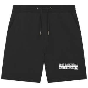 N.O.S.W. BLOCK Gegen Rechts Shorts "LOVE BASKETBALL HATE RACISM" Organic Jogger Shorts black