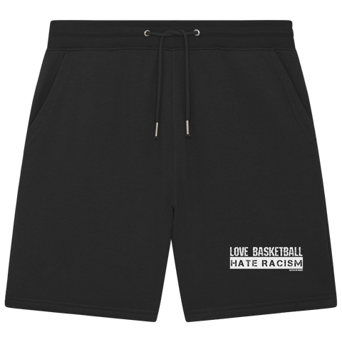 N.O.S.W. BLOCK Gegen Rechts Shorts "LOVE BASKETBALL HATE RACISM" Organic Jogger Shorts black
