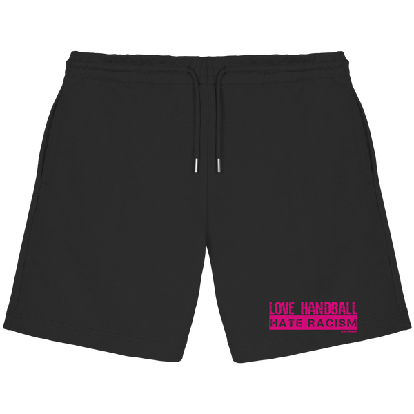 "LOVE HANDBALL HATE RACISM" magenta - Organic Jogger Shorts
