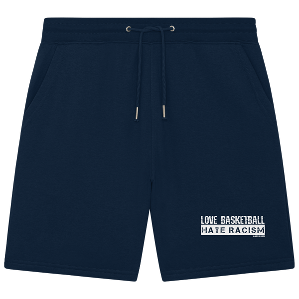 N.O.S.W. BLOCK Gegen Rechts Shorts "LOVE BASKETBALL HATE RACISM" Organic Jogger Shorts french navy