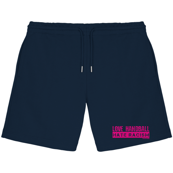 "LOVE HANDBALL HATE RACISM" magenta - Organic Jogger Shorts