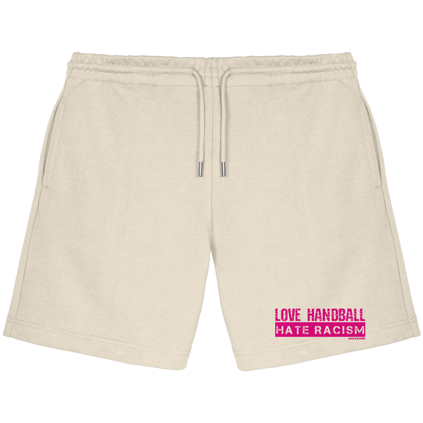 "LOVE HANDBALL HATE RACISM" magenta - Organic Jogger Shorts