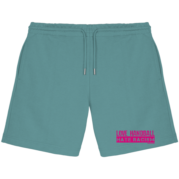 "LOVE HANDBALL HATE RACISM" magenta - Organic Jogger Shorts