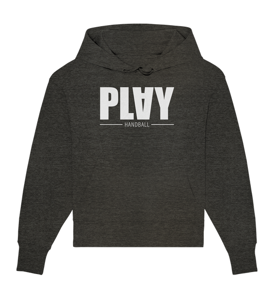 N.O.S.W. BLOCK Fanblock Hoodie "PLAY HANDBALL" Girls Organic Oversize Kapuzenpullover dark heather grau