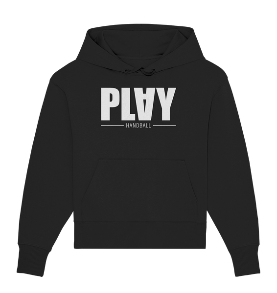 N.O.S.W. BLOCK Fanblock Hoodie "PLAY HANDBALL" Girls Organic Oversize Kapuzenpullover schwarz