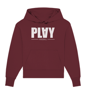 N.O.S.W. BLOCK Fanblock Hoodie "PLAY HANDBALL" Girls Organic Oversize Kapuzenpullover weinrot