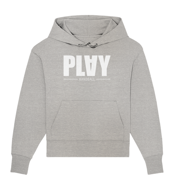 N.O.S.W. BLOCK Fanblock Hoodie "PLAY HANDBALL" Girls Organic Oversize Kapuzenpullover heather grau