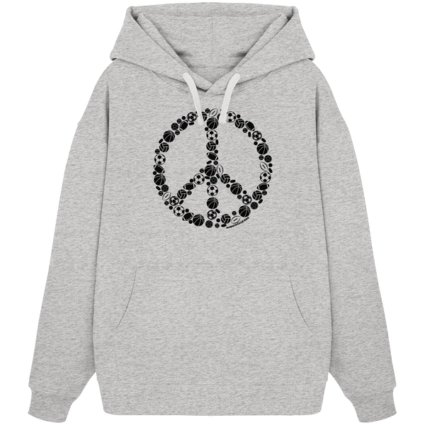 N.O.S.W. BLOCK Hoodie "SPORTS FOR PEACE" Girls Organic Oversize Kapuzenpullover cool heather grey