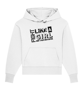 N.O.S.W. BLOCK Teamsport Hoodie "FIGHT LIKE A GIRL DON´T PLAY LIKE A BITCH." Girls Organic Kapuzenpullover weiss