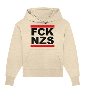N.O.S.W. BLOCK Gegen Rechts Hoodie "FCK NZS" Frauen Organic Oversize Kapuzenpullover naturrohling