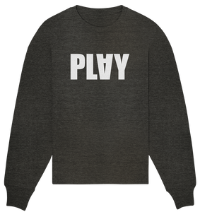 N.O.S.W. BLOCK Teamsport Sweater "PLAY" Girls Organic Oversize Sweatshirt dark heather grau