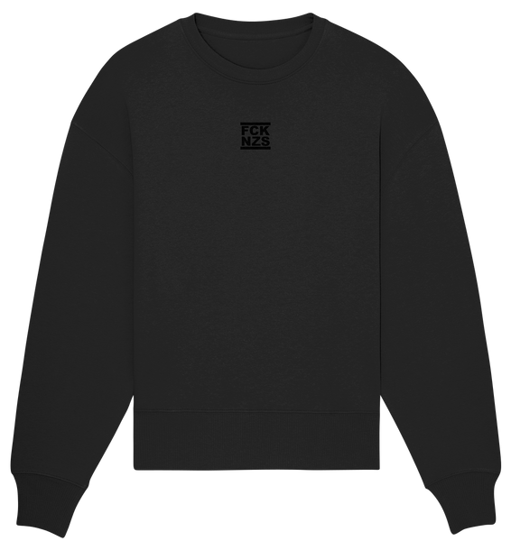 N.O.S.W. BLOCK Gegen Rechts Sweater "FCK NZS" beidseitig bedrucktes Girls Organic Oversize Sweatshirt schwarz
