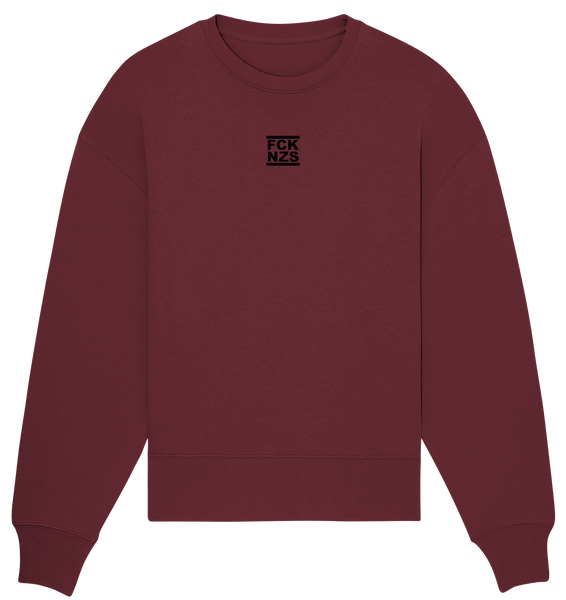 N.O.S.W. BLOCK Gegen Rechts Sweater "FCK NZS" beidseitig bedrucktes Girls Organic Oversize Sweatshirt weinrot