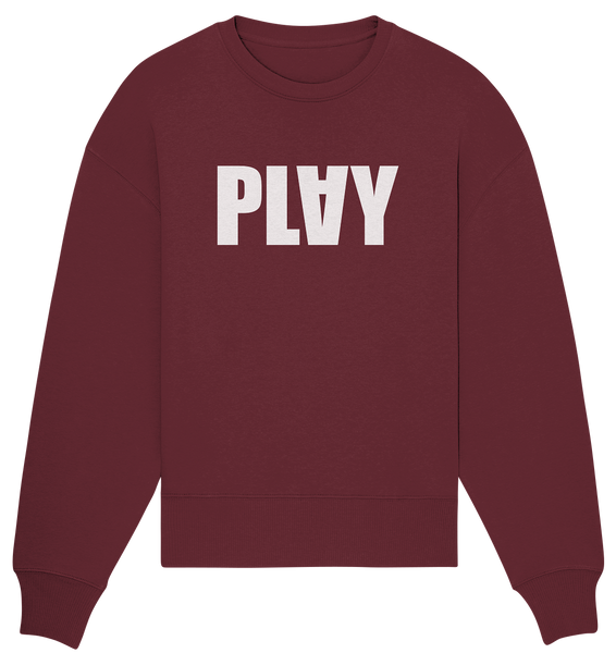 N.O.S.W. BLOCK Teamsport Sweater "PLAY" Girls Organic Oversize Sweatshirt weinrot