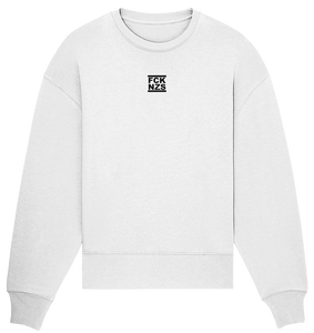 N.O.S.W. BLOCK Gegen Rechts Sweater "FCK NZS" beidseitig bedrucktes Girls Organic Oversize Sweatshirt weiss