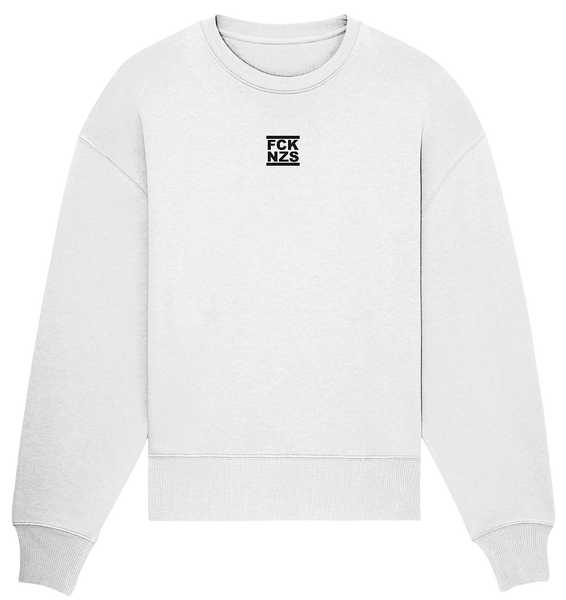 N.O.S.W. BLOCK Gegen Rechts Sweater "FCK NZS" beidseitig bedrucktes Girls Organic Oversize Sweatshirt weiss