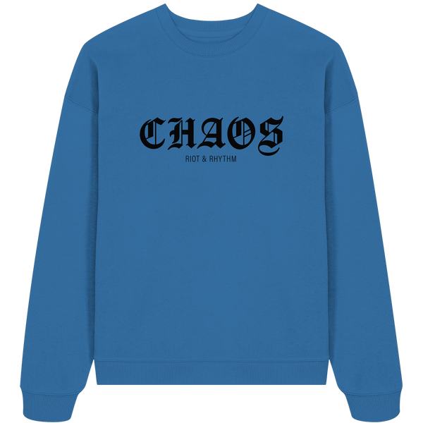 RIOT//GROUNDS Fanblock Sweater "CHAOS RIOT & RHYTHM" Girls Organic Oversize Sweatshirt mindful blue