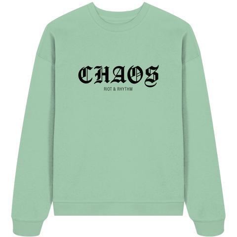 RIOT//GROUNDS Fanblock Sweater "CHAOS RIOT & RHYTHM" Girls Organic Oversize Sweatshirt misty jade