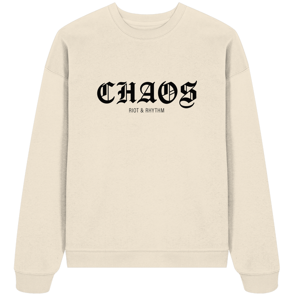 RIOT//GROUNDS Fanblock Sweater "CHAOS RIOT & RHYTHM" Girls Organic Oversize Sweatshirt natural raw