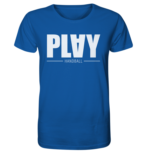 N.O.S.W. BLOCK Fanblock Shirt "PLAY HANDBALL" Männer Organic T-Shirt blau