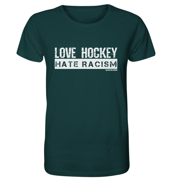 Gegen Rechts Shirt "LOVE HOCKEY HATE RACISM" Männer Organic T-Shirt glazed green