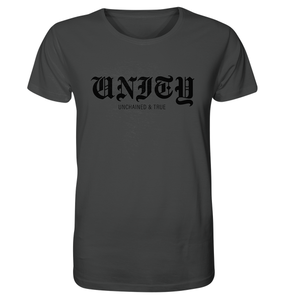 RIOT//GROUNDS Shirt "UNITY UNCHAINED & TRUE" Organic T-Shirt anthrazit