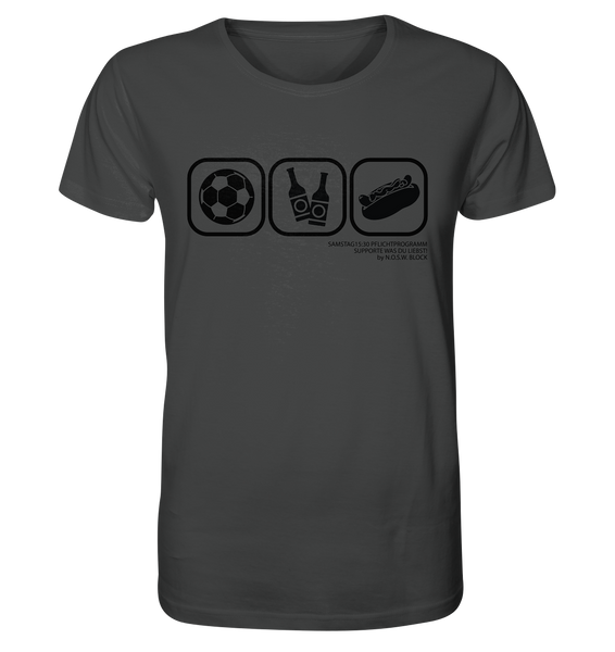 N.O.S.W. BLOCK Fanblock Shirt "15:30 Pflichtprogramm" Männer Organic T-Shirt anthrazit