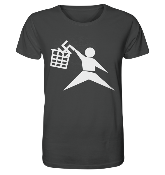 N.O.S.W. BLOCK Gegen Rechts T-Shirt "ANTI-FASCIST BASKETBALL" Männer Organic Rundhals T-Shirt anthrazit