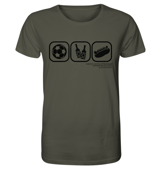 N.O.S.W. BLOCK Fanblock Shirt "15:30 Pflichtprogramm" Männer Organic T-Shirt khaki