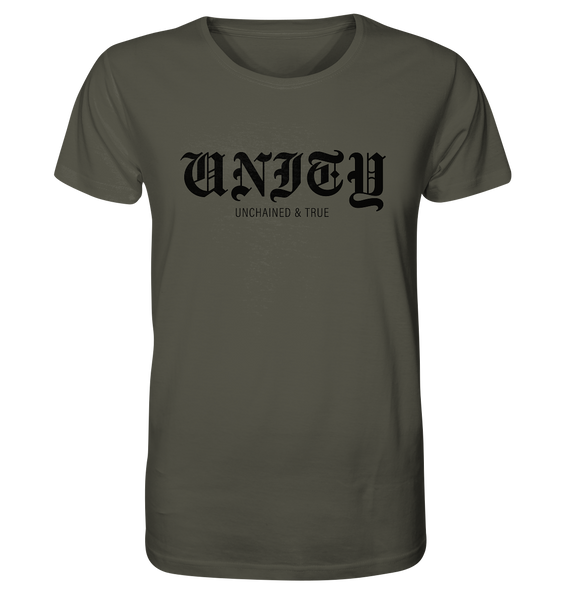 RIOT//GROUNDS Shirt "UNITY UNCHAINED & TRUE" Organic T-Shirt khaki