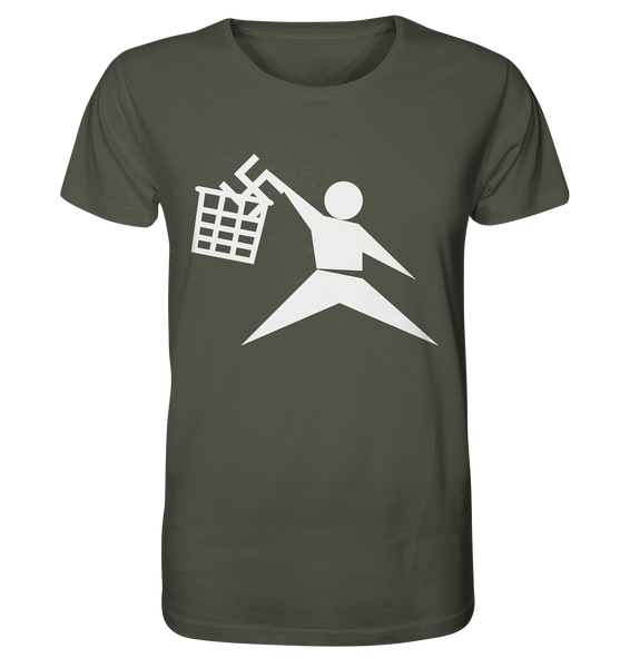 N.O.S.W. BLOCK Gegen Rechts T-Shirt "ANTI-FASCIST BASKETBALL" Männer Organic Rundhals T-Shirt khaki
