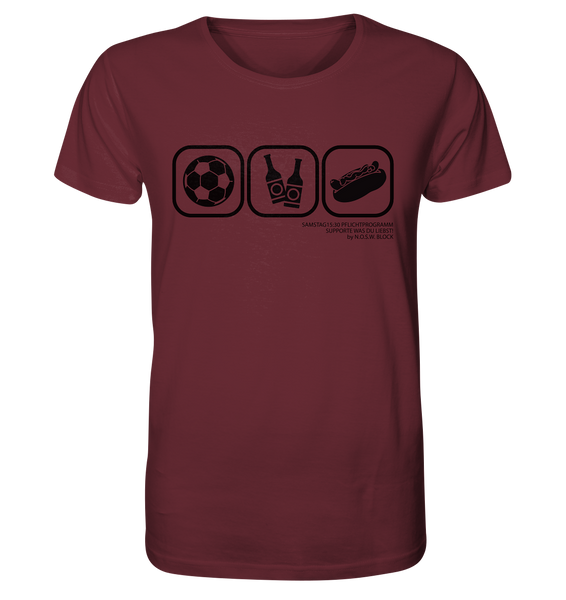 N.O.S.W. BLOCK Fanblock Shirt "15:30 Pflichtprogramm" Männer Organic T-Shirt burgundy