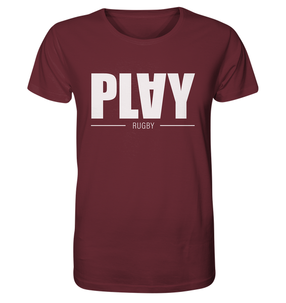 N.O.S.W. BLOCK Fanblock Shirt "PLAY RUGBY" Männer Organic T-Shirt burgundy