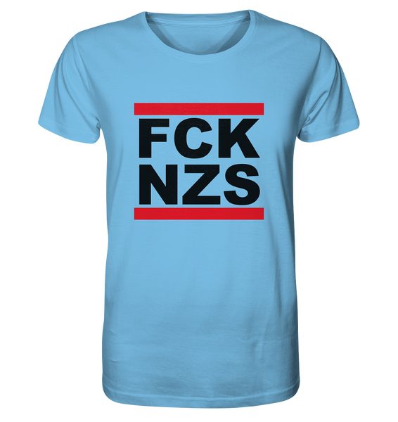 N.O.S.W. BLOCK Gegen Rechts Shirt "FCK NZS" Organic T-Shirt aqua blue