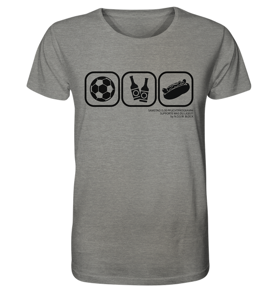 N.O.S.W. BLOCK Fanblock Shirt "15:30 Pflichtprogramm" Männer Organic T-Shirt mid heather grey