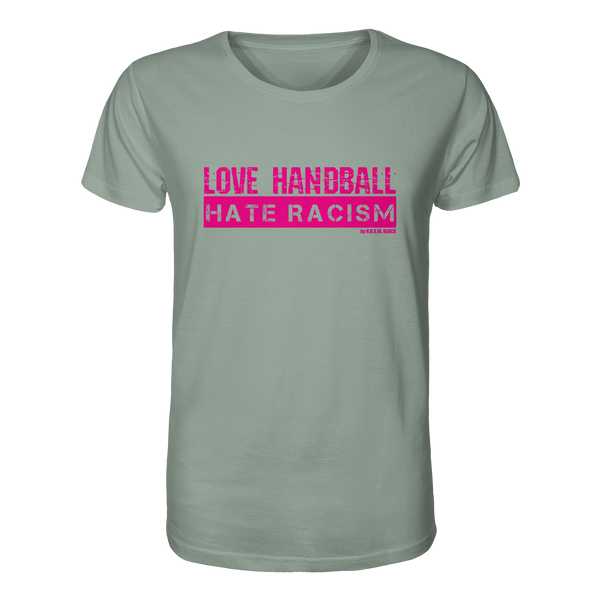 "LOVE HANDBALL HATE RACISM" magenta - Organic Shirt