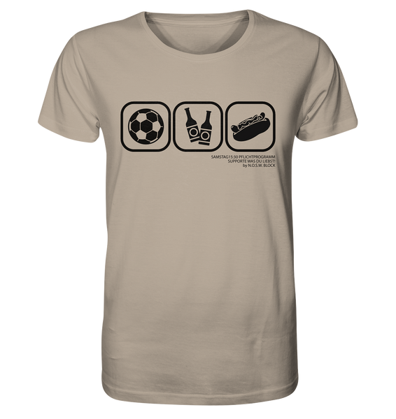 N.O.S.W. BLOCK Fanblock Shirt "15:30 Pflichtprogramm" Männer Organic T-Shirt desert dust