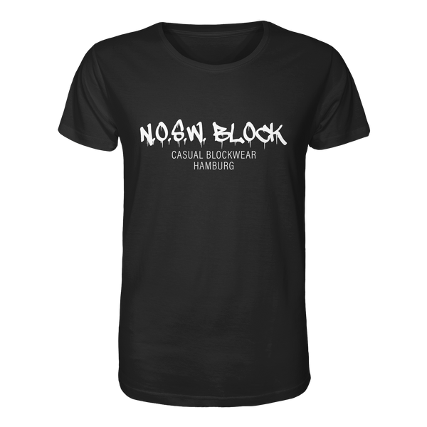 N.O.S.W. BLOCK Shirt "N.O.S.W. BLOCK CASUAL BLOCKWEAR HAMBURG" Männer Organic Rundhals T-Shirt black