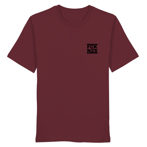  N.O.S.W. BLOCK Gegen Rechts Shirt "FCK NZS" beidseitig bedrucktes Männer Organic T-Shirt burgundy