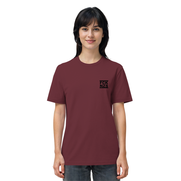 N.O.S.W. BLOCK Gegen Rechts Shirt "FCK NZS" beidseitig bedrucktes Männer Organic T-Shirt burgundy