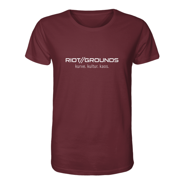 RIOT//GROUNDS Shirt "RIOT//GROUNDS kurve. kulture. kaos." Organic T-Shirt burgundy