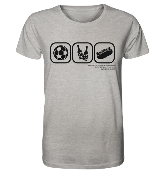 N.O.S.W. BLOCK Fanblock Shirt "15:30 Pflichtprogramm" Männer Organic T-Shirt heather grey