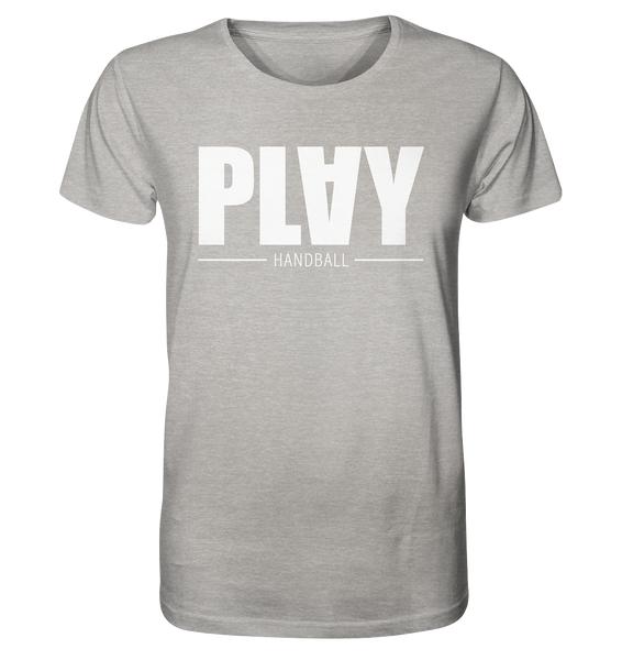N.O.S.W. BLOCK Fanblock Shirt "PLAY HANDBALL" Männer Organic T-Shirt heather grau
