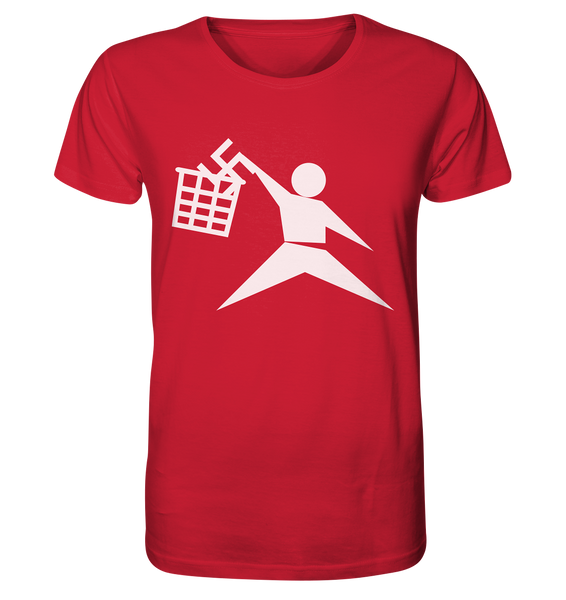 N.O.S.W. BLOCK Gegen Rechts T-Shirt "ANTI-FASCIST BASKETBALL" Männer Organic Rundhals T-Shirt rot