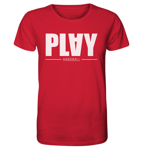 N.O.S.W. BLOCK Fanblock Shirt "PLAY HANDBALL" Männer Organic T-Shirt rot